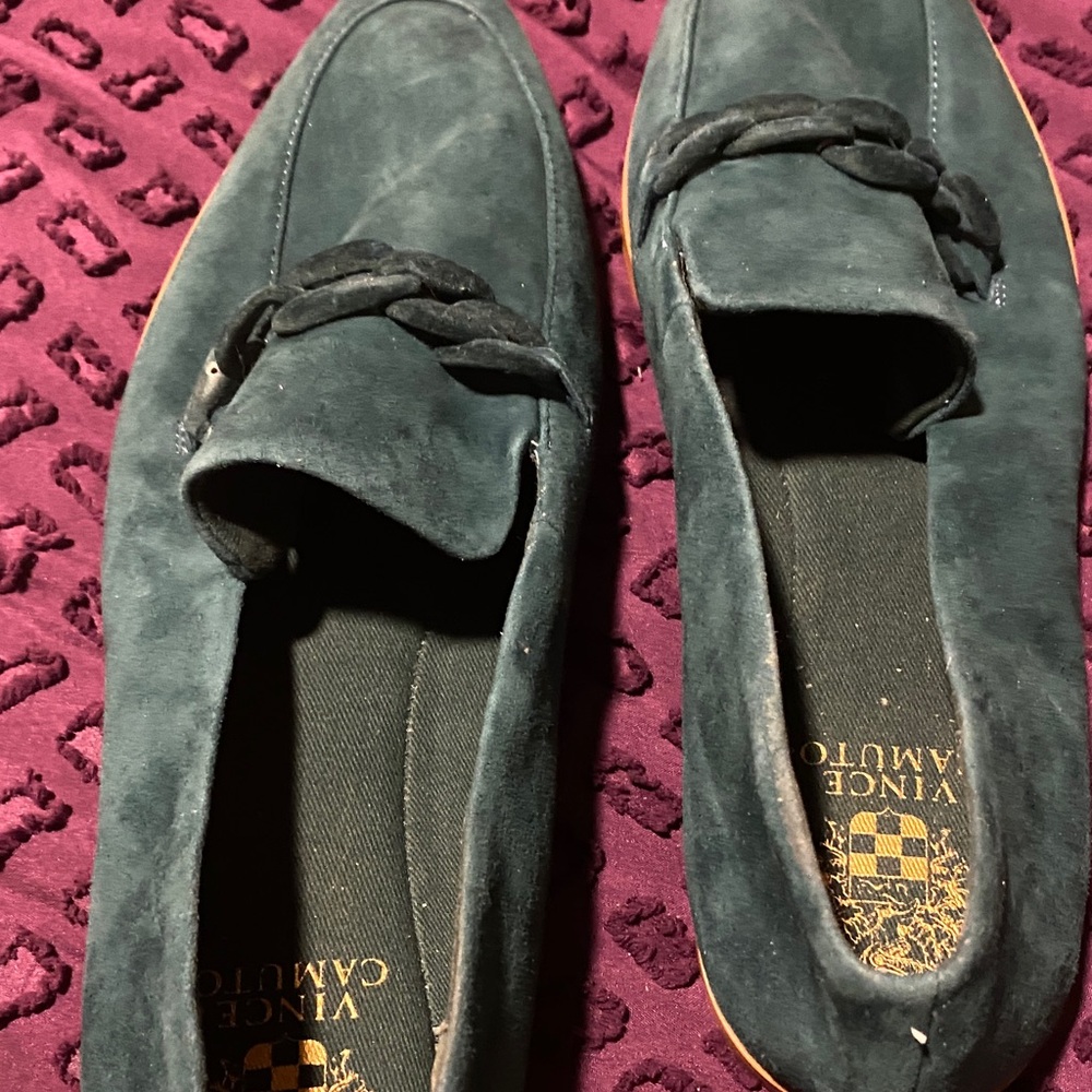 Vince Camuto Green Suede Flats Classic Loafers